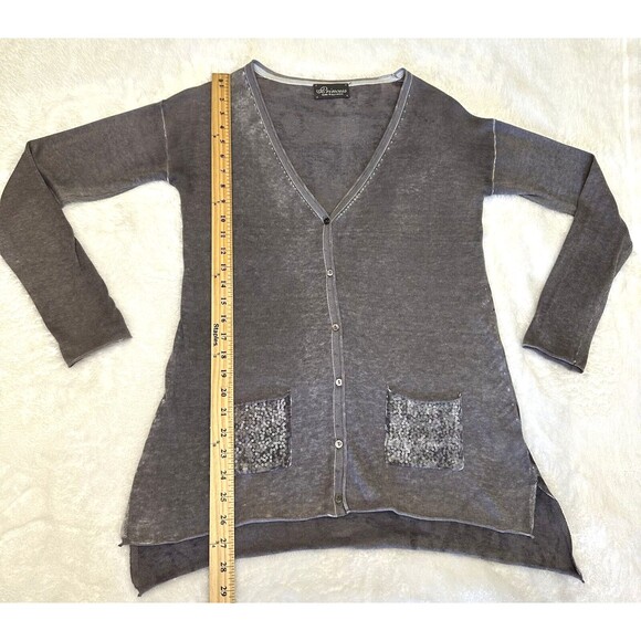 Princess Goes Hollywood Gray Long Sleeve V Neck Cotton/Cashmere Cardigan Sz 8/38 - Picture 9 of 12